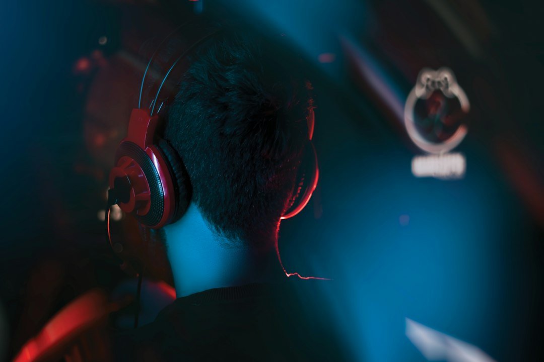 A person wearing headphones