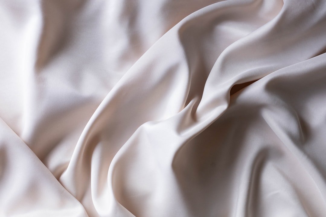 A close up view of a white fabric