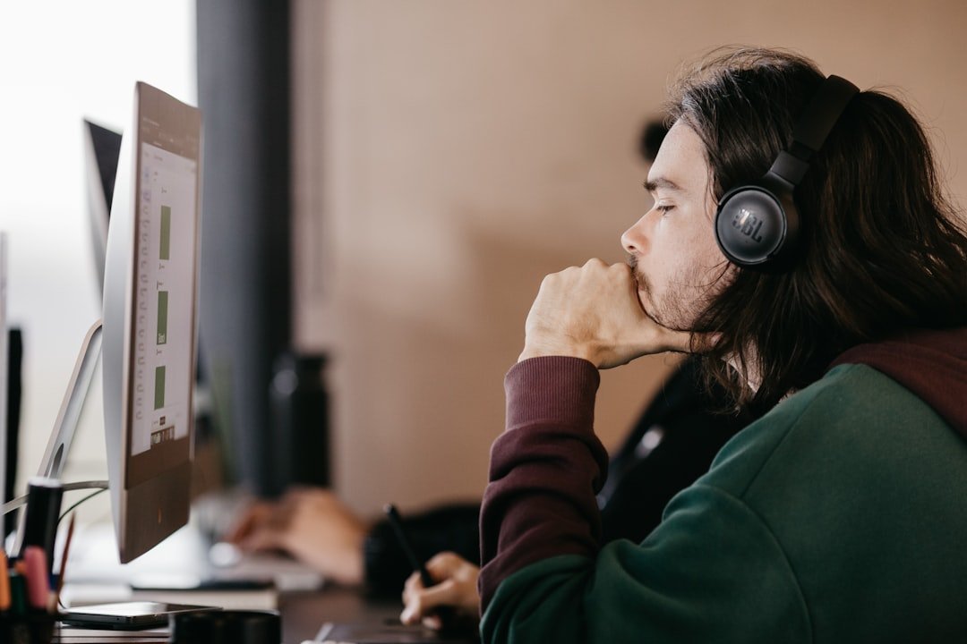 A person wearing headphones