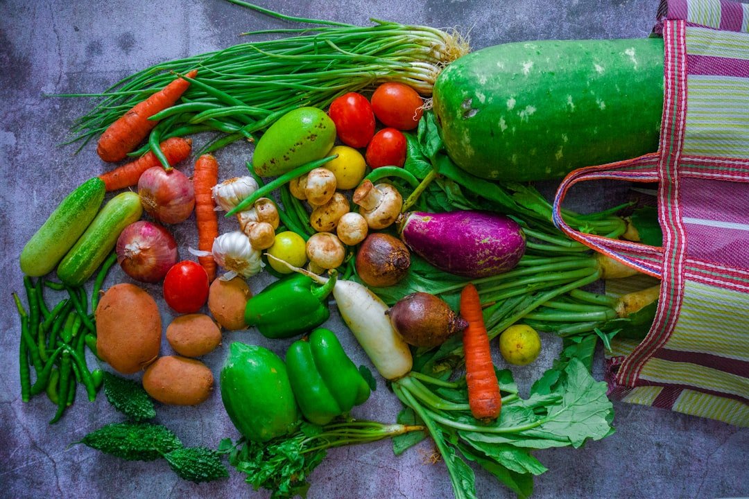 Green chili and red and orange tomatoes